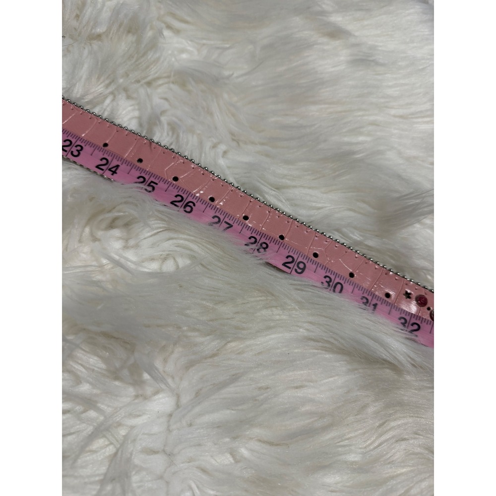 Pink Rhinestone Western Belt Croc Embossed Y2K Cowgirl Glam Silver Buckle 36" - Picture 5 of 6